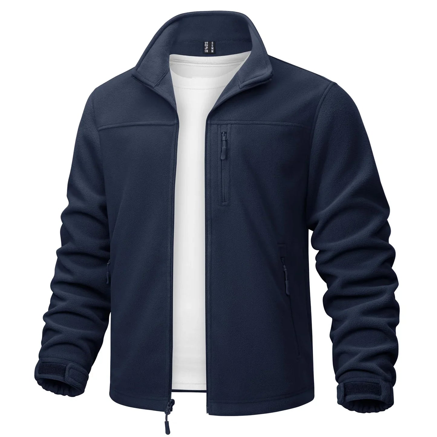 Stand Collar Fleece Jackets Mens Thermal Warm Full Zip Work Jacket Outdoor Trekking Hiking Jackets Windbreaker