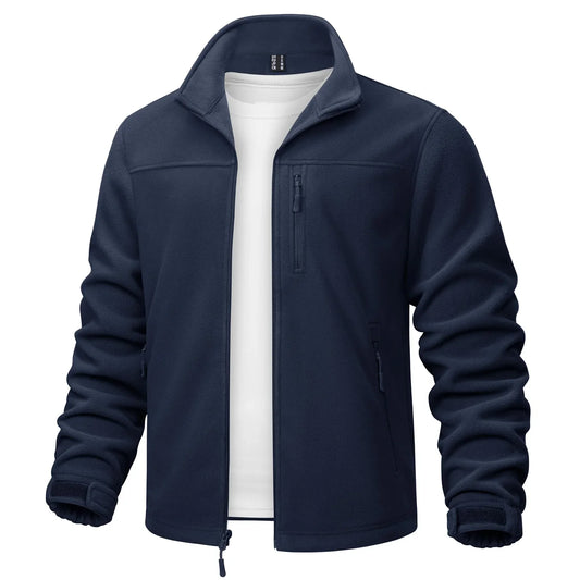 Stand Collar Fleece Jackets Mens Thermal Warm Full Zip Work Jacket Outdoor Trekking Hiking Jackets Windbreaker