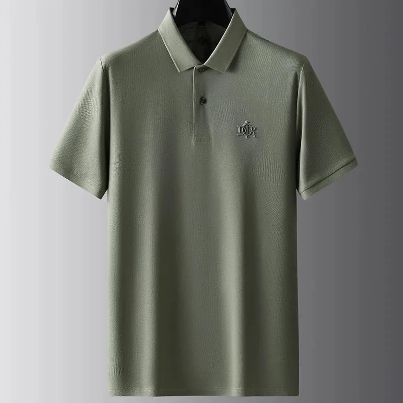 Designer brand 100%cotton short sleeve polo shirt summer trend letter embossed lapel top casual golf T-shirt business men's wear