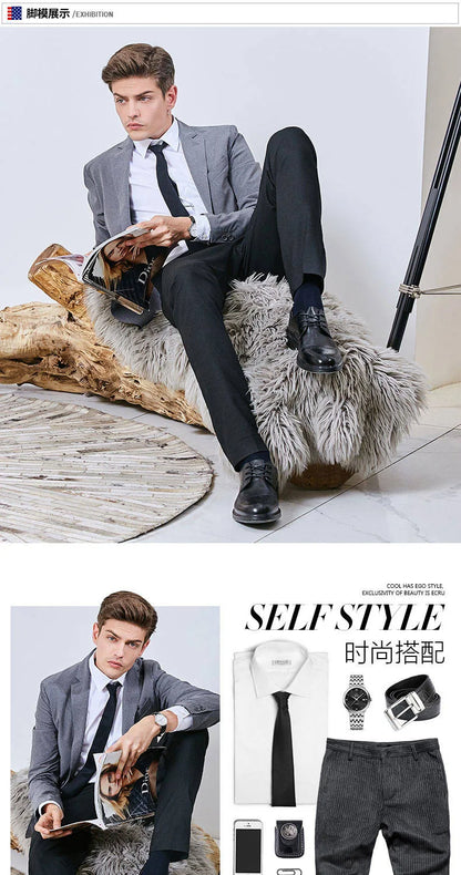 Men's Dress Brogues Elevator Shoes Platform Breathable Casual Business Luxury Genuine Leather Heightening Shoes 6 CM Taller Man