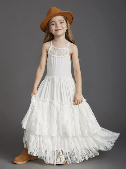 Summer Girls Lace Dresses Kids Flower Girl Wedding Princess Party Dress Vestidos Costume Children Clothing For 4-14Years