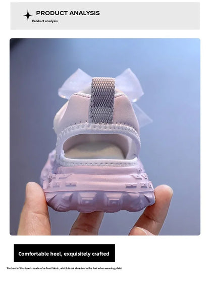 Summer Children School Running Sandals Sweet Breathable Girls Mesh Sports Sandals Non-slip Fashion Kids Princess Cut-outs Shoes