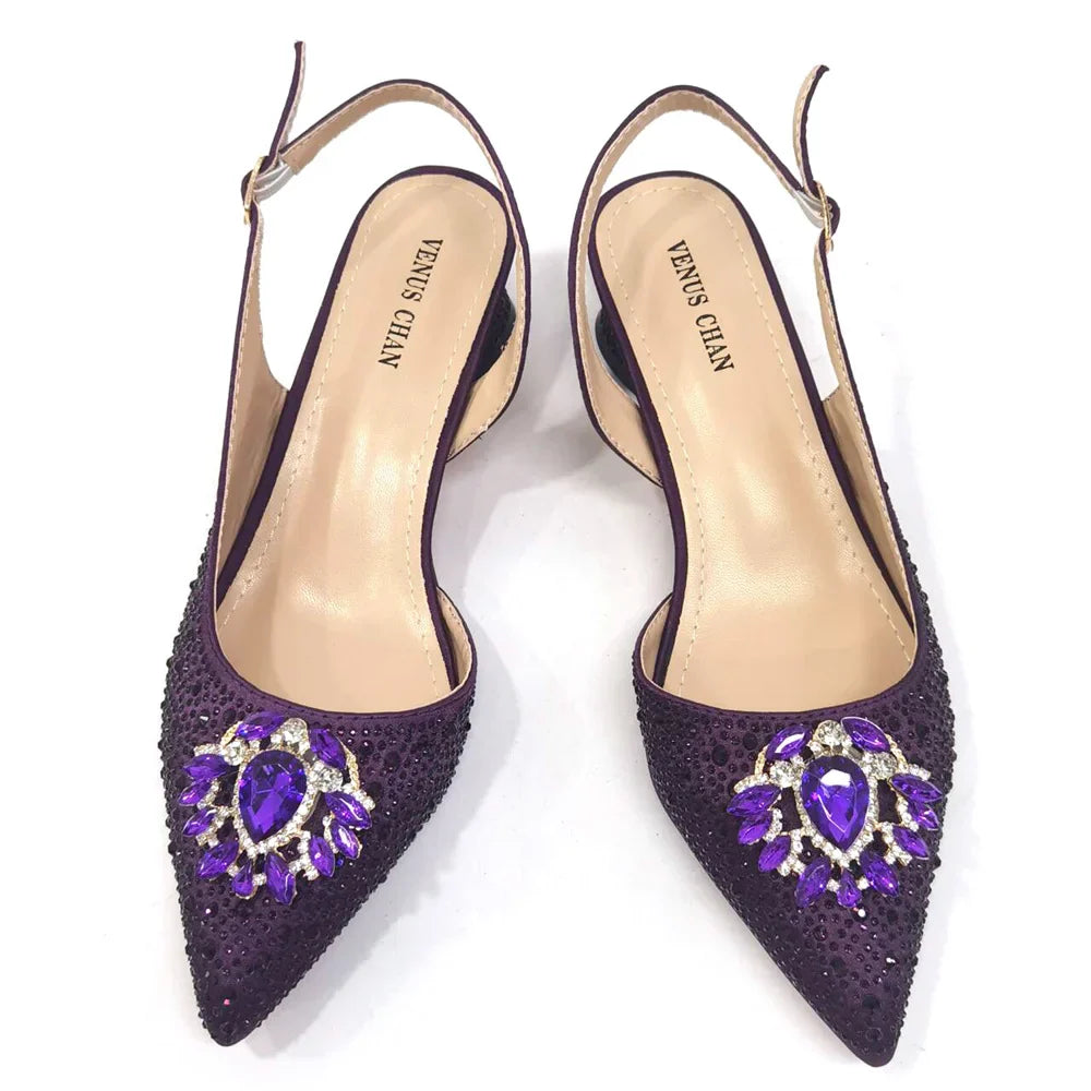 Fashionable Red Color Pointed Top Ladies Shoes Matching Bag Set For Nigerian Women Wedding Party Pump