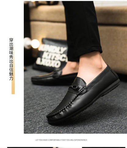 Mocassins Minimalistas Masculinos Sapatos Casuais de Couro Confortáveis Para Homens Sapatos de Condução Antiderrapantes Sapatos de Escritório Slip-on Tamanho Grande 46