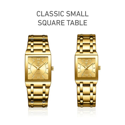 Luxury Quartz Wristwatches For Women Men Business Watch Simple Design Black Gold Stainless Steel Waterproof Quartz Clock