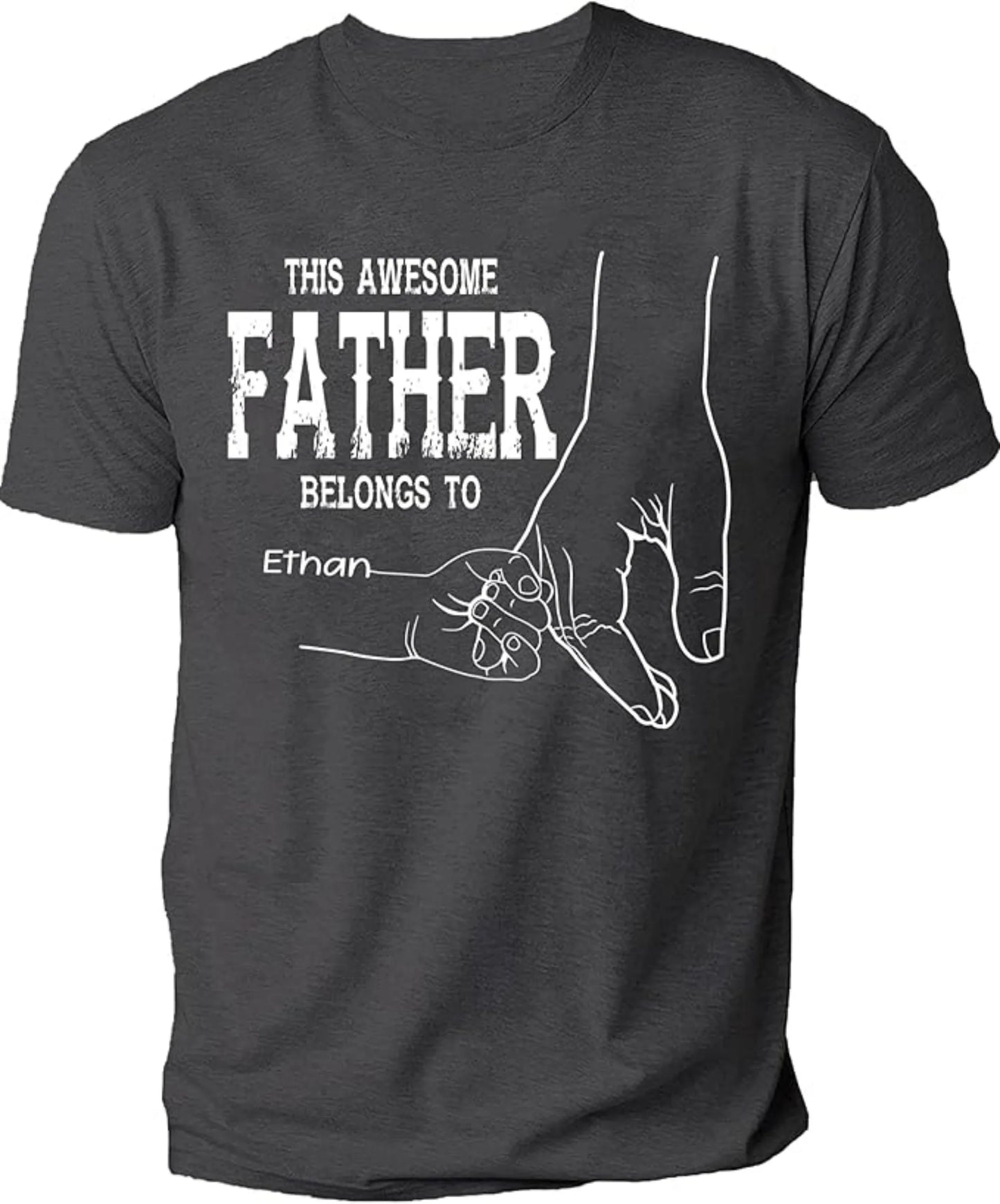 Personalize Best Grandpa Dad Ever Black Shirt - Custom Fist Bump Papa Father w Kid Name T-Shirt S-3XL