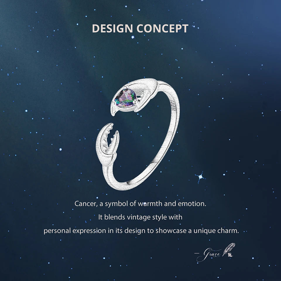 925 Sterling Silver Colorful 12 Zodiac Open Ring For Women , Rainbow Zircon Crystal Stackable Rings Girl Family Gift