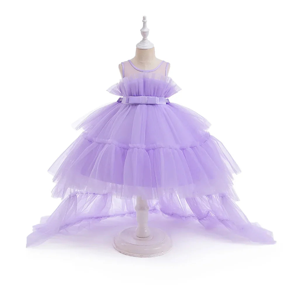 Elegant Tulle Bridesmaids Party Girls Dresses Summer Baptism Birthday Wedding Prom Princess Dress for Girl Christmas Kids Clohes