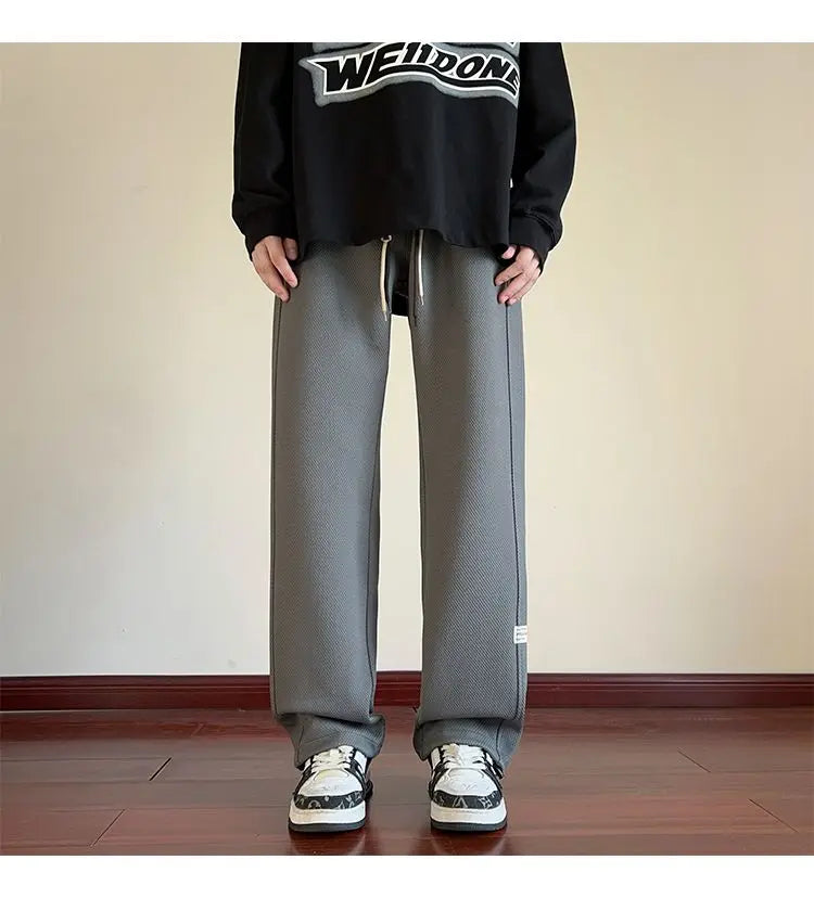 High-street cool pineapple plaid straight-leg wide-leg pants for men, casual outdoor party loose floor-length pants