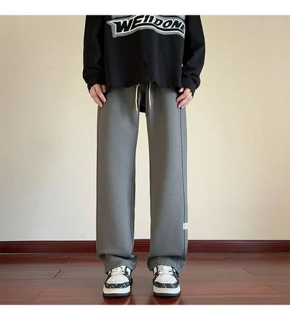 High-street cool pineapple plaid straight-leg wide-leg pants for men, casual outdoor party loose floor-length pants