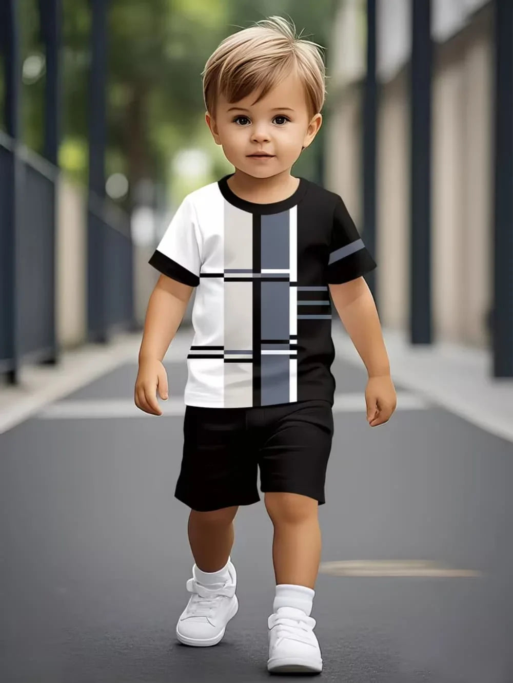Boys Loose Casual Sets Summer Teen Gradient T-Shirts Shorts 2PCS Big Kids Sport Short Sleeve Clothes Suits Children Print Outfit