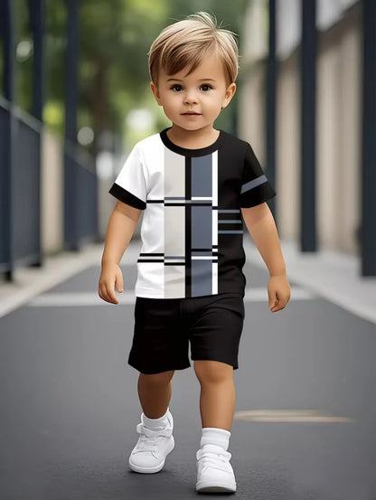 Boys Loose Casual Sets Summer Teen Gradient T-Shirts Shorts 2PCS Big Kids Sport Short Sleeve Clothes Suits Children Print Outfit