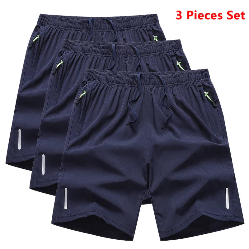 3 Pieces Gym Sports Shorts Men Quick Dry Workout Running Training Fitness Jogging Short Pants Man Summer Board Shorts Breathable