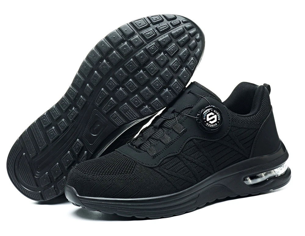 New Men's Rotary Buckle Safety Shoes Anti-Impact Anti-Piercing Lightweight Work Boots Fashion Sporty Design for Outdoor Pro
