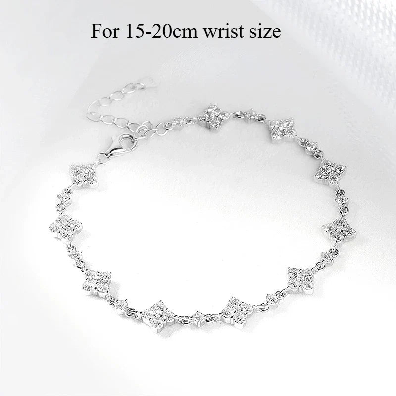 Full Diamond Moissanite Bracelets for Women Sparkling Girls Luxury Chains 100% 925 Sterling Silver Jewelry Plated 14K