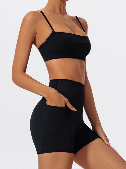 Summer Women Two Piece Gym Workout Set Female Bra Yoga Sets 2ps Shorts Fitness Wear Women Quick-Dry Camisole Sports Bra Suits