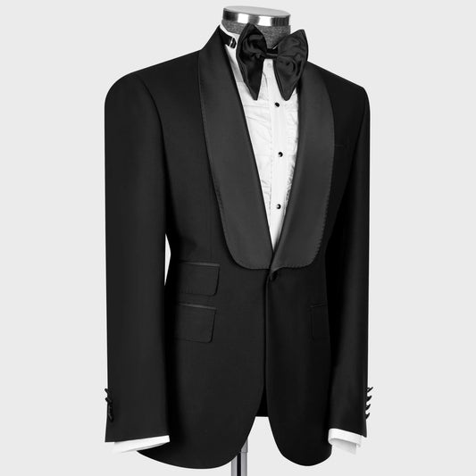 Men Suit 2 Pieces Black With Lapel Single Button Solid For Wedding Banquet Party Prom Business Work Daily Set Jacket And Pants