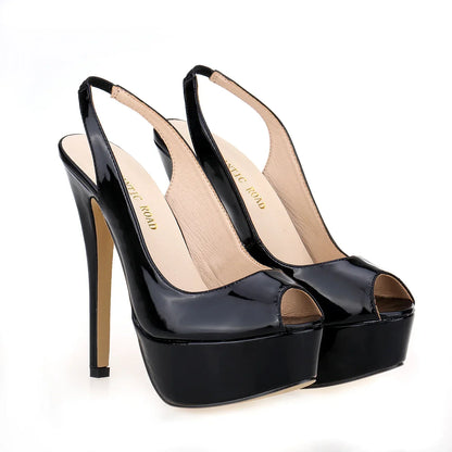 Women Sandals Sexy Pumps 14CM Platform Stripper High Heels Open Toe Stilettos Gladiator Party Dress Wedding Shoes Large Size 44