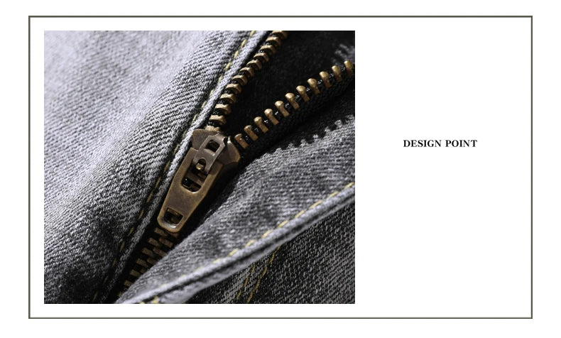 2022 Autumn Spring Fitted Straight Stretch Denim  Classic Style Badge Youth Men's Business Casual Jeans Trousers