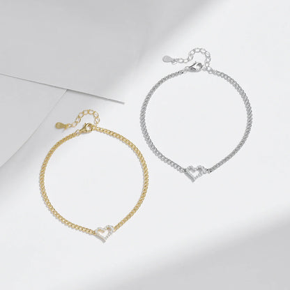D Color Pave Setting Moissanite Bracelets 925 Sterling Silver Romantic Heart Gourmette Bracelet For Women Jewelry Gifts