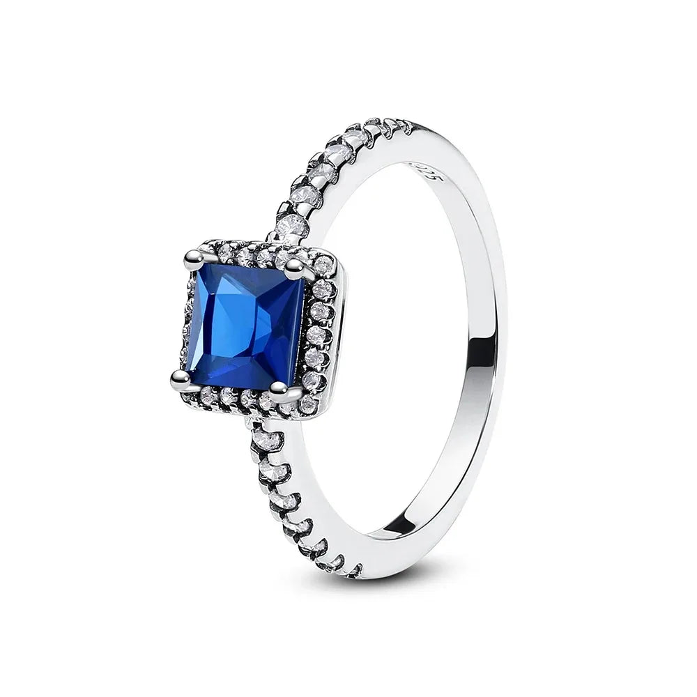 Hot selling 925 sterling silver ring, exquisite luxury, adjustable charm, square circular heart-shaped ring women's jewelry gift