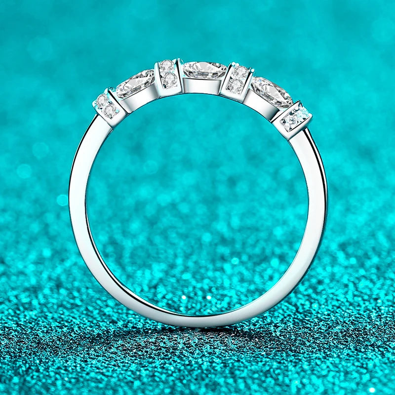 Oval Cut Full Moissanite Ring for Women 925 Sterling Silver with White Gold Plated Lab Diamond Wedding Gemstone Rings
