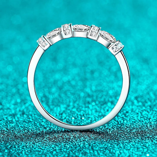 Oval Cut Full Moissanite Ring for Women 925 Sterling Silver with White Gold Plated Lab Diamond Wedding Gemstone Rings