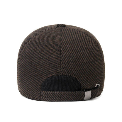 Mens Winter Baseball Cap with Ear Flaps, Baseball Winter Hats with Ear Flaps for Men Outdoor Walk Running  Adjustable Size