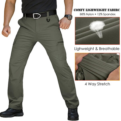 Men’s Lightweight Hiking Pants Quick Dry Water Resistant Tactical Work Outdoor Fishing Cargo Trousers