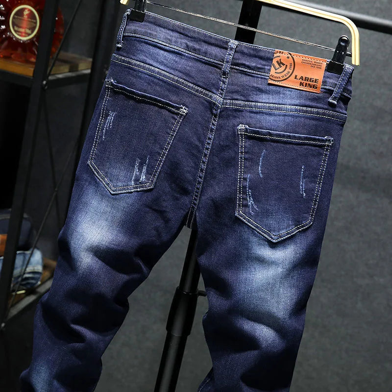 2024 Spring and Autumn New Fashion Solid Color Retro Stretch Denim Pants Men's Casual Loose Breathable High-Quality Jeans 28-36