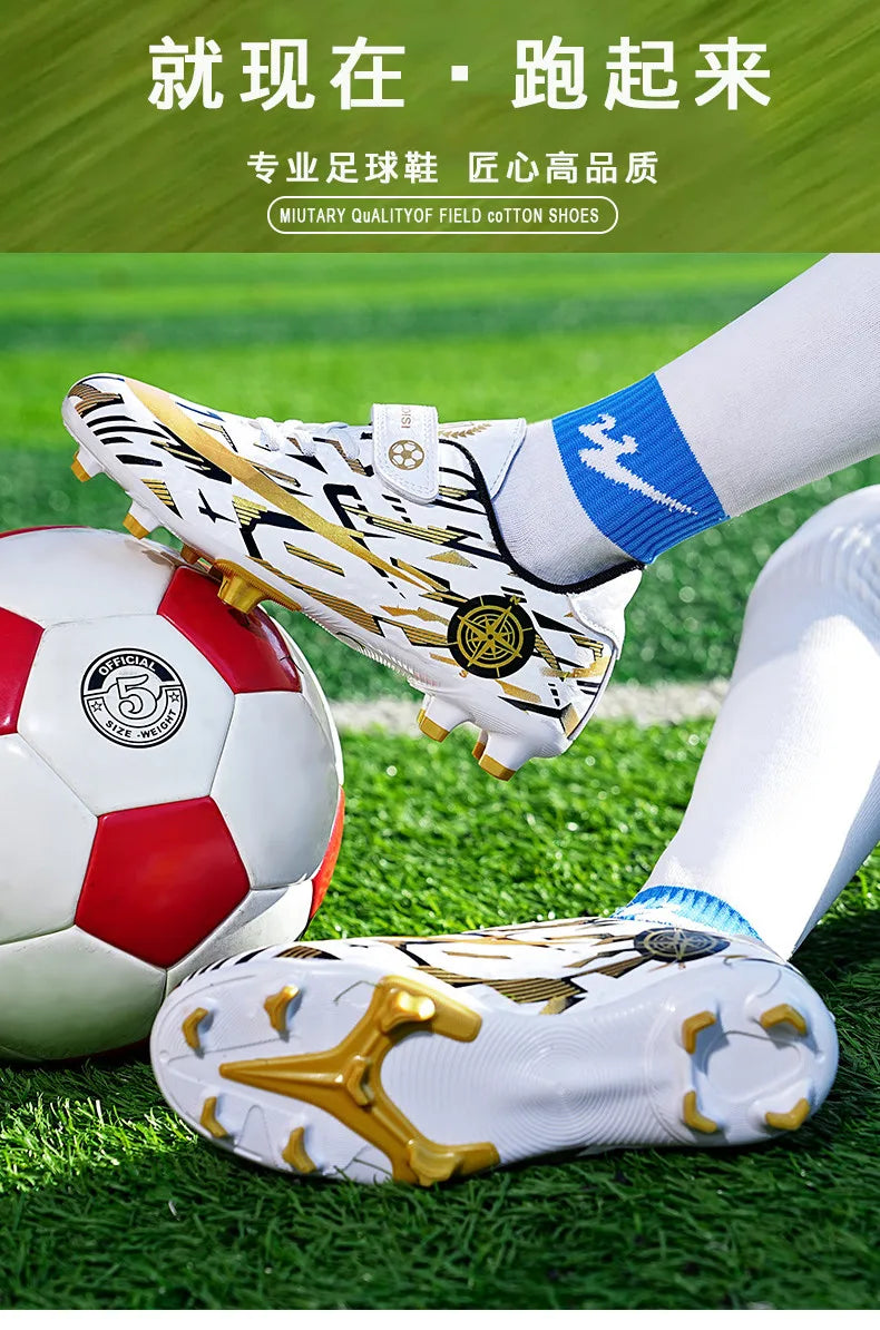 Hot Child Football Boots Outdoor Trainers Soccer Shoes For Kids Boys Hook Loop Football Sneakers Cleats Futsal Shoes Children