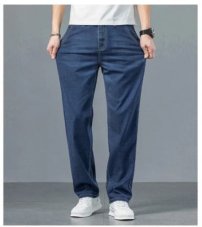 2026 New in Lyocell Fabric Summer Ultra-thin Men's Jeans Soft Drape Loose Straight Casual Denim Pants Street Wide Leg Trousers