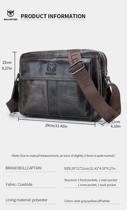 Genuine Leather Men's Crossbody Bag Large Capacity Casual Multifunctional Handbag A Fashion Business Briefcase