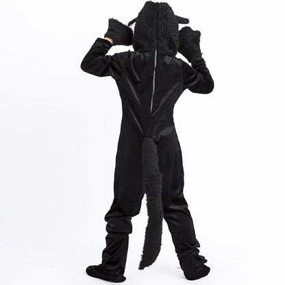 Black Cat Cosplay Children's Costume Cute Kitten Animal Onesie + Gloves + Hat Suit Suitable for Stage Show Halloween Party