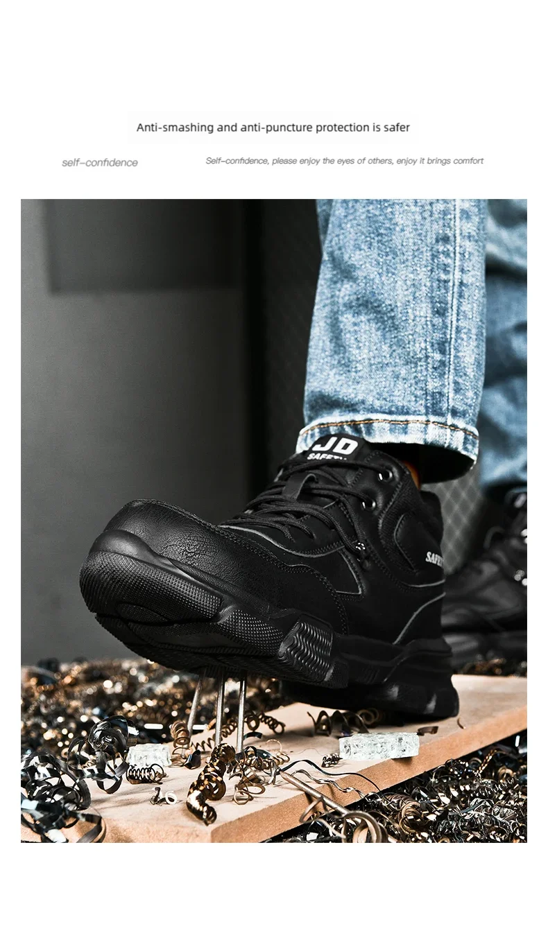 Man Safety Shoes Puncture-Proof Work Sneaker Waterproof Work Shoes Steel Toe Shoes Safety Boots Indestructible Shoes Lightweight