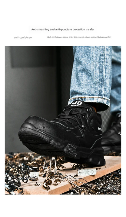 Man Safety Shoes Puncture-Proof Work Sneaker Waterproof Work Shoes Steel Toe Shoes Safety Boots Indestructible Shoes Lightweight