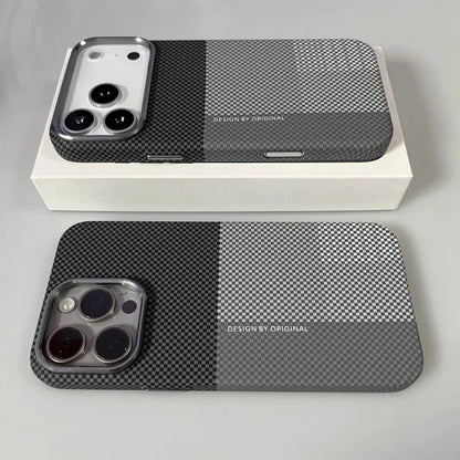 Magnetic Pixel Grid Texture Phone Case for IPhone 17 16E 15 14 Pro Max Metal Lens Buttons Slim Hard Protect Cover