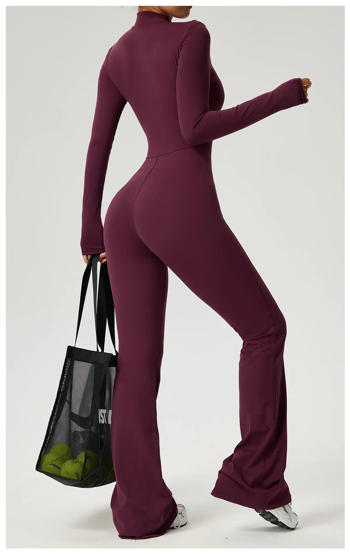Zipper Jumpsuit Flared Pants Women Clothing Sportswear Gym Yoga Sport Sets Spandex Nylon Workout Sets Women Tracksuit