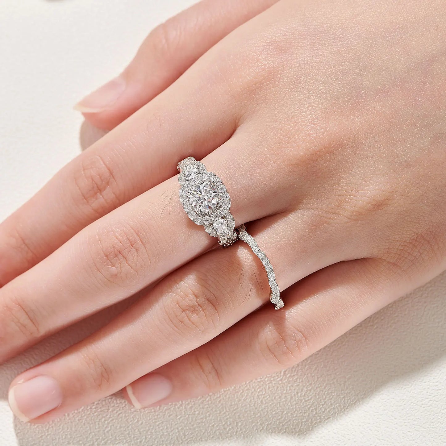 2 Pcs Wedding Rings Set for Women 925 Sterling Silver 2.4Ct Round Pear White Cz Luxury Original Engagement Jewelry