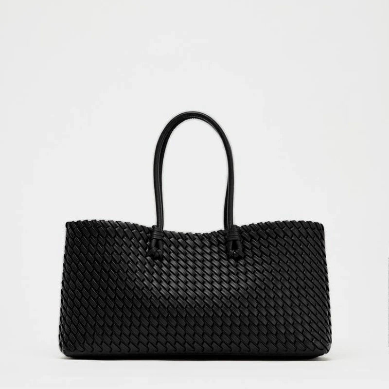 ELONGATED WOVEN SHOPPER BAG Fashionable Top Handle Tote Bag, Women's Shoulder Handbags Luxury Design for Everyday Style