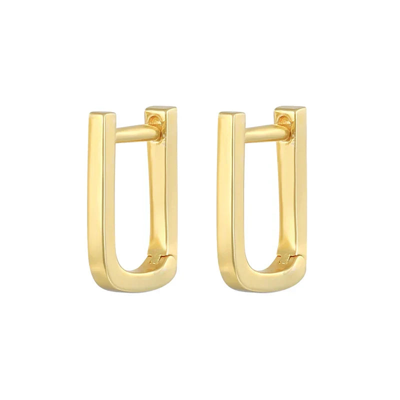 925 Sterling Silver Square Piercing Huggie Hoop Earrings for Women Simple Cubic Zirconia Earings Fine Jewelry Pendientes