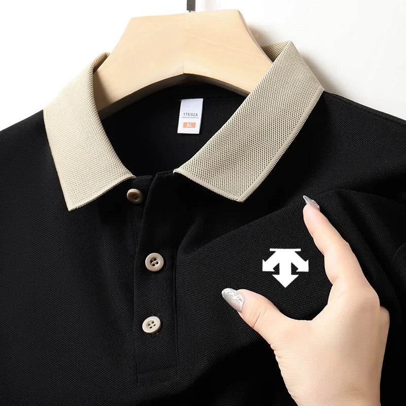 New Designer Original Men's Polo Shirt New Collar Luxury Printed Short Sleeved Casual Business T-shirt Comfortable Men's Wear