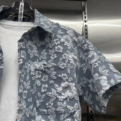 Summer Shirts+Pants Men Sets New Men Casual Print Shirt Two Piece Mens Sportswear Jogger Tracksuits Fashion Suit