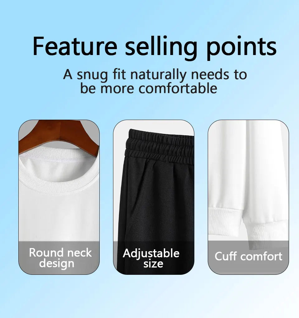 Autumn Trendy New Sweatshirt Sweatpants Set Men's Daily Loose Casual Fit Printed Hundred Long Sleeve Sweatshirt 2 piecesSet
