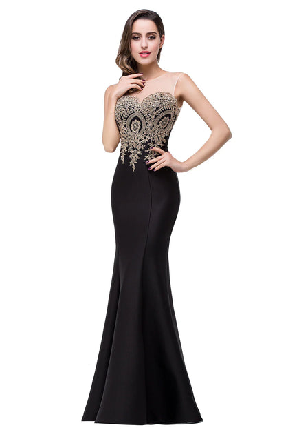 Elegant Mermaid Evening Dress Women Golden Appliques Lace Royal Blue Sweetheart Illusion Wedding Party Prom Gowns Robe de Soiree
