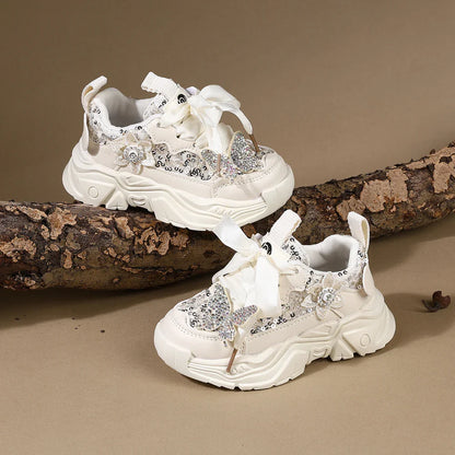 Children Shoes 2025 New Spring Toddler Girls Sport Shoes Bling Bling Soft Sole Breathable Outdoor Tennis Fashion Kids Sneakers
