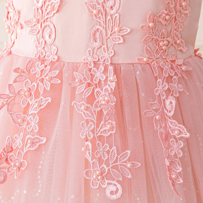 Summer Flower Baptism Bridesmaids Girls Dress Tulle Wedding Birthday Princess Party Dress Girls Graduation Evening Kids Clothing