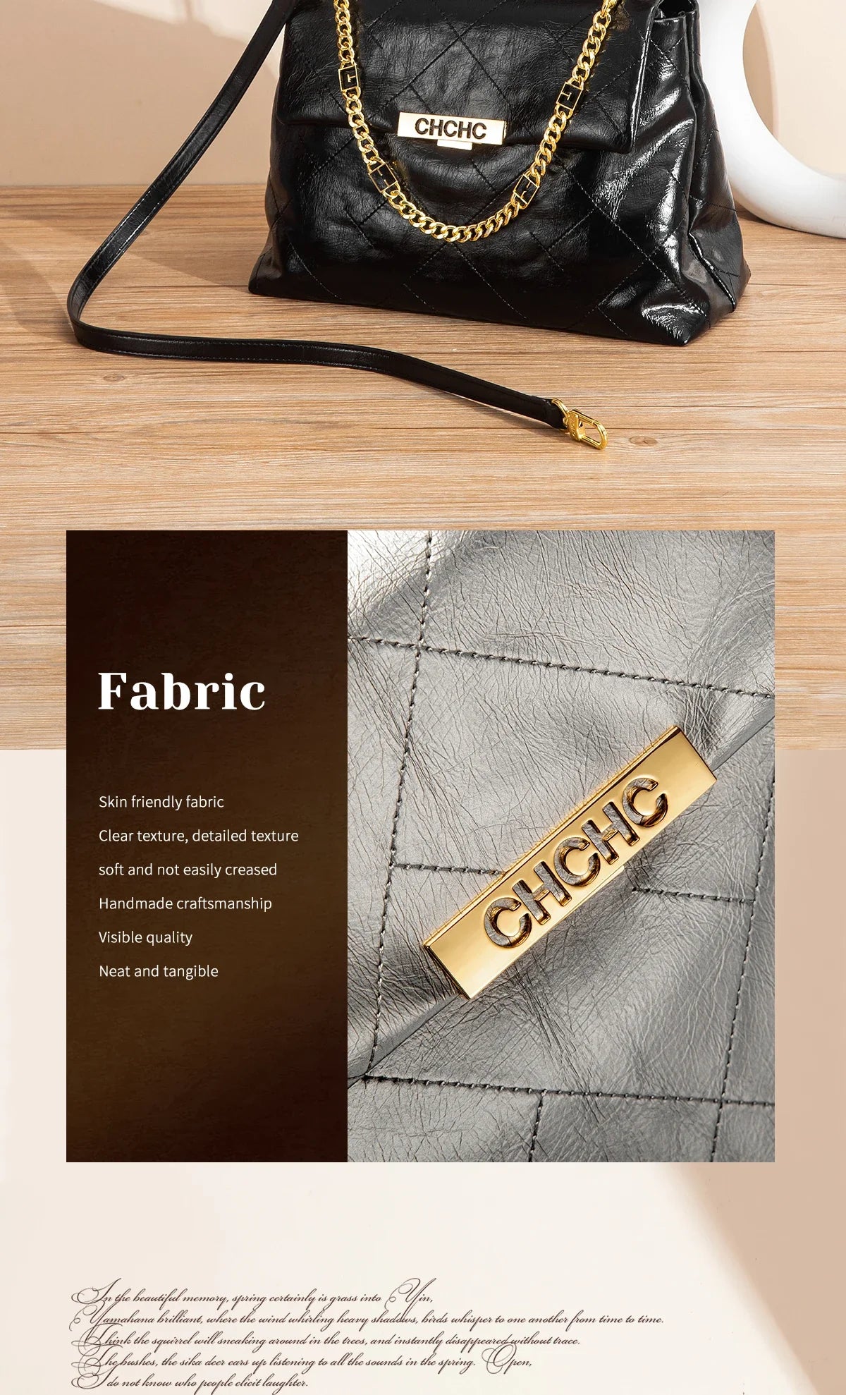 Women's Tote Bag 2026 Spring/Summer New Single Shoulder Bag Simple Black Diamond Grid Pattern Handbag