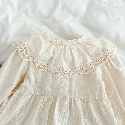 New Baby Girls Dress Girls Sweet Girl Dress Ruffle Trim Party Princess Dress Lace Collar Going Out Casual Dresses Little Clothes