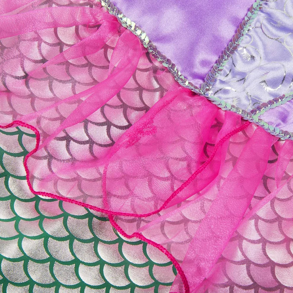 NEW Casual Ariel Mermaid Costume for Toddler Dress up Party Girls Siren Disguise Halloween Princess Apparel Fairy Little Mermaid